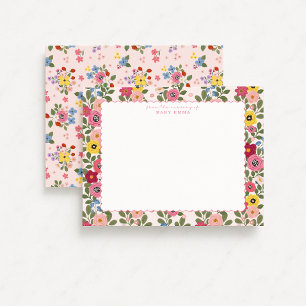 Blumenkinderzimmer handgezeichnete Notizkarte mit Einladung