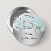 Blumenkirschblüten-Mutter des Bräutigams Button (Vorne & Hinten)