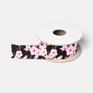 Blumenkirschblüten-Rosa-Schwarzes Satinband
