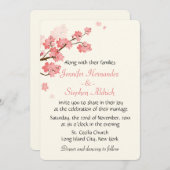 Blumenkirsche Blossom Blume Weiß & Rosa Hochzeit Einladung (Vorne/Hinten)