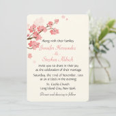 Blumenkirsche Blossom Blume Weiß & Rosa Hochzeit Einladung (Stehend Vorderseite)