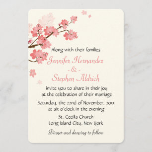 Blumenkirsche Blossom Blume Weiß & Rosa Hochzeit Einladung