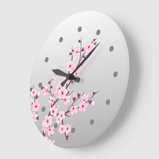 Blumenkirsche Blossom Pink Grau Wand Uhr (Winkel)