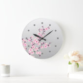 Blumenkirsche Blossom Pink Grau Wand Uhr (Zuhause)