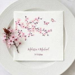 Blumenkirsche blüht Ihre Namen Hochzeit Serviette
