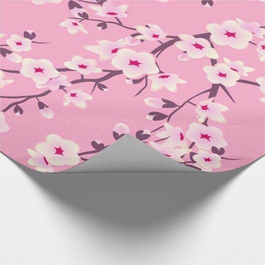 Blumenkirsche blüht rosa Wrapping Paper Geschenkpapier (Ecke)