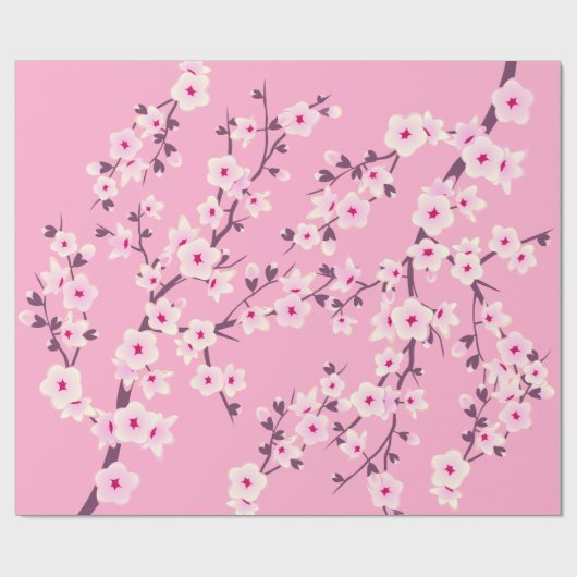 Blumenkirsche blüht rosa Wrapping Paper Geschenkpapier (Flach)