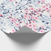 Blumenkirsche Blüten Blau Rosa Geschenkpapier (Ecke)