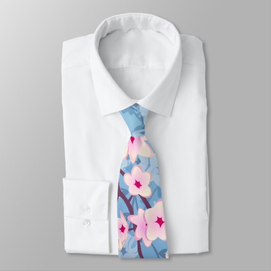 Blumenkirsche Blüten Blau Rosa Krawatte (Gebunden)
