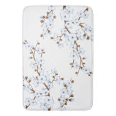 Blumenkirsche Blüten Blau Weiß Badematte (Vorderseite Vertikal)