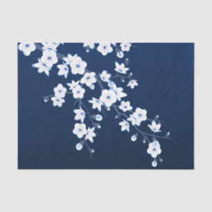 Blumenkirsche Blüten Dunkelblau Weiß Seidenpapier