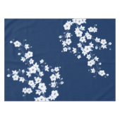 Blumenkirsche Blüten Navy White Classic Tischdecke (Vorderseite (Horizontal))