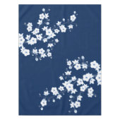 Blumenkirsche Blüten Navy White Classic Tischdecke (Vorderseite)