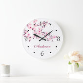 Blumenkirsche Blüten Rosa Name Große Wanduhr (Zuhause)