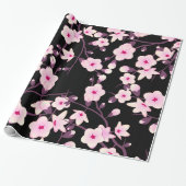 Blumenkirsche Blüten Rosa Schwarz Geschenkpapier (Ungerollt)