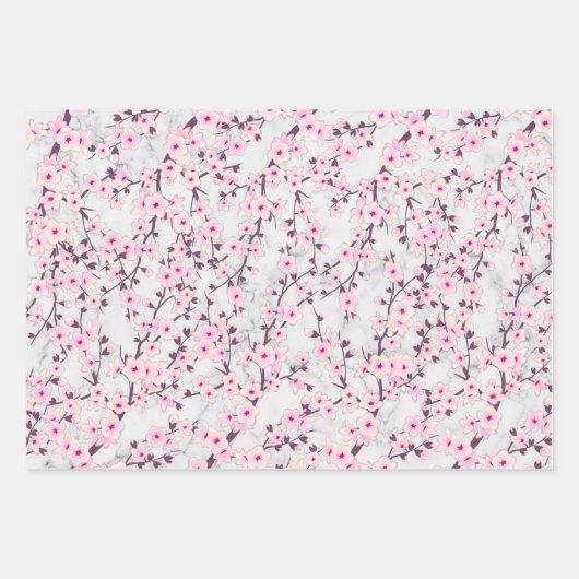 Blumenkirsche Blüten Rosa Schwarz Grau Geschenkpapier Set (Vorderseite 3)