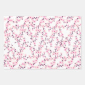 Blumenkirsche Blüten Rosa Schwarz Grau Geschenkpapier Set (Vorderseite)