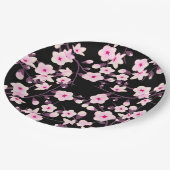 Blumenkirsche Blüten Rosa Schwarz Pappteller (Schrägansicht)