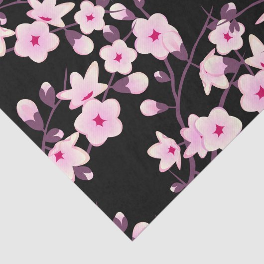 Blumenkirsche Blüten Rosa Schwarz Seidenpapier (Ausschnitt)