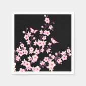 Blumenkirsche Blüten Rosa Schwarz Serviette (Vorderseite)
