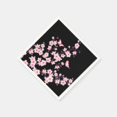 Blumenkirsche Blüten Rosa Schwarz Serviette (Ecke)