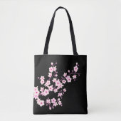 Blumenkirsche Blüten Rosa Schwarz Tasche (Vorderseite)