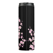 Blumenkirsche Blüten Rosa Schwarz Thermosbecher (Rückseite)