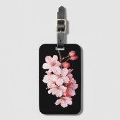 Blumenkirsche Blüten Rosa Schwarze Weibchen Gepäckanhänger (Vorderseite Vertikal)