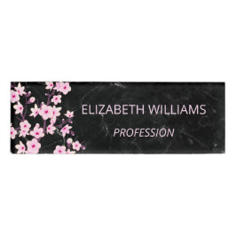 Blumenkirsche Blüten Rosa schwarzer Marmor Namenschild