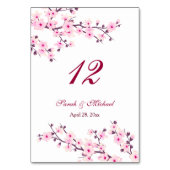 Blumenkirsche Blüten Rosa Weiße Hochzeit Tischnummer (Rückseite)