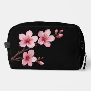 Blumenkirsche Blüten Schwarz Rosa Dein Name Waschbeutel