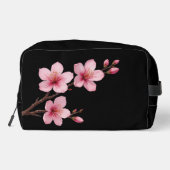 Blumenkirsche Blüten Schwarz Rosa | Dein Name Waschbeutel (Rückseite)