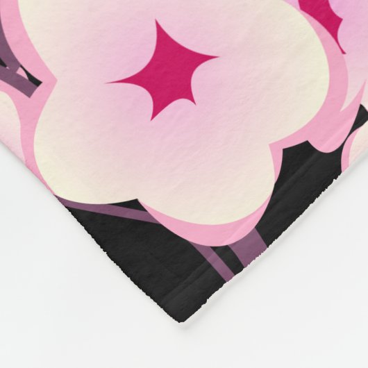 Blumenkirsche Blüten Schwarz Rosa Fleecedecke (Ecke)