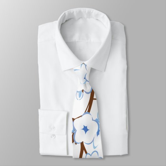 Blumenkirsche Blüten Weiß Blau Krawatte (Gebunden)