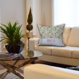 Blumenkissen in Aquarellfarben, rosa, graue Bezeic Kissen