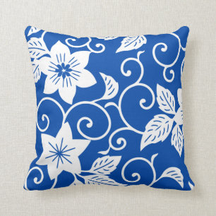 Blumenkissen - Kobalt-Blau-Muster Kissen