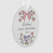 Blumenkissen Pink und Lila Baby's First Christmas Ornament (Vorderseite)