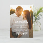 Blumenklammern Einfaches Hochzeitsstipendium Foto Einladung (Stehend Vorderseite)