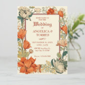 Blumenklassische Hochzeit Einladung (Stehend Vorderseite)