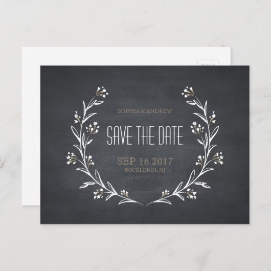 Blumenklatsche rustikale Hochzeit speichern Sie da Ankündigungspostkarte (Vorne/Hinten)