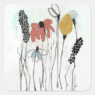 Blumenkleber Quadratischer Aufkleber