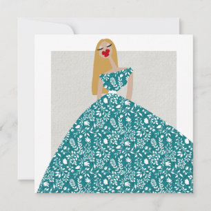 Blumenkleid Glamour Mode Illustrationskunstkarte Einladung