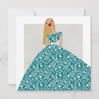 Blumenkleid Glamour Mode Illustrationskunstkarte Einladung