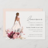 Blumenkleid Pampas Grass Quinceanera Einladen Dankeskarte (Vorne/Hinten)