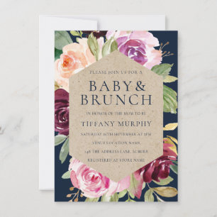 Blumenkleider für Wasserfarben Baby & Brunch Babyd Einladung