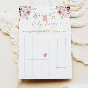 Blumenkleiderleine Baby Shower Bingo Spielkarte Einladung