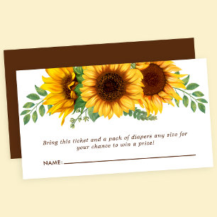 Blumenkleine Sonnenblume Baby Shower Windel-Raffle Begleitkarte