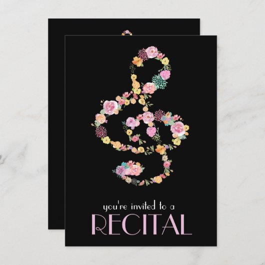 Blumenklingelspalte auf schwarz einladung (Vorne/Hinten)