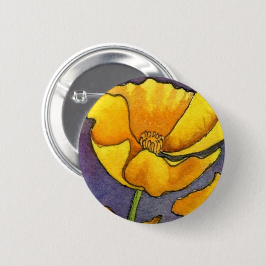 Blumenknopf "Gelber Poppy" Button (Vorne & Hinten)