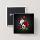 Blumenknopf skulls Dia de Los Muertos | Button (Vorne & Hinten)